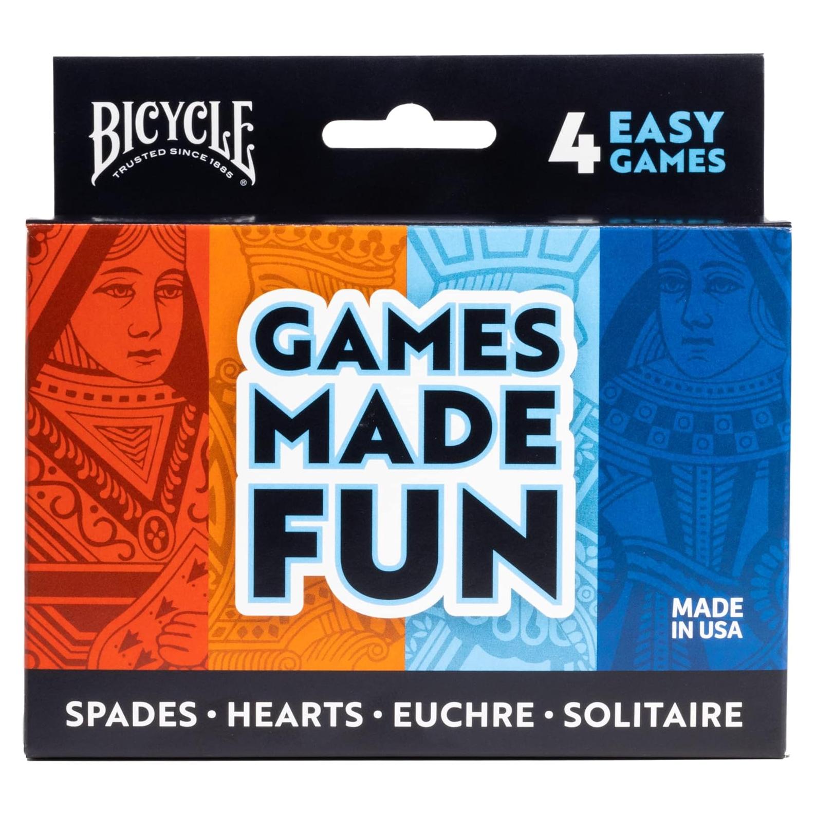 Paquete de 4 Juegos de Cartas Bicicleta: Euchre, Corazones, Espadas y Solitario
