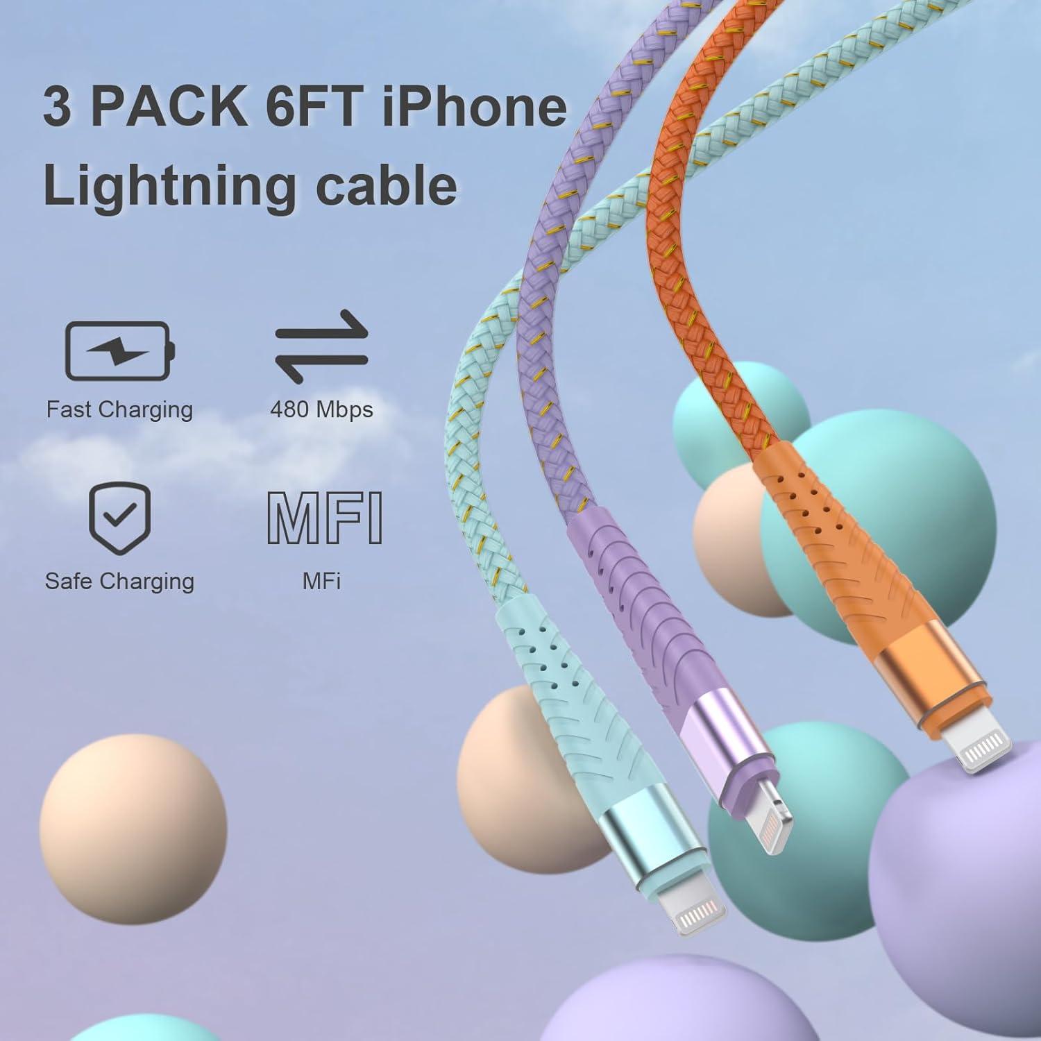 Cable de Carga Rápida Cuanyeon 1.83m MFi para iPhone