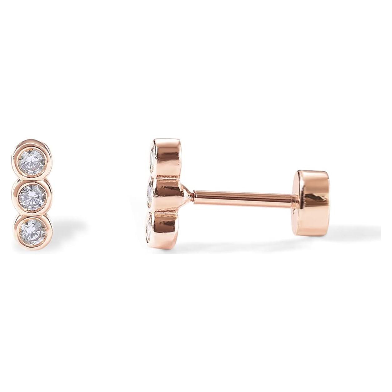 Pendientes de oro rosa 14K PAVOI con circonita cúbica 2mm x 6mm
