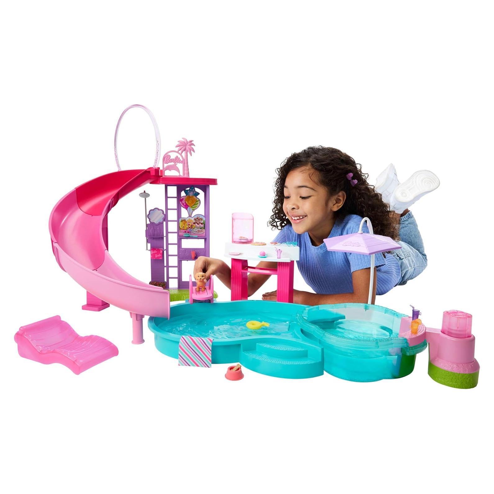 Juego de piscina Barbie Dream con tobogán y jacuzzi burbujeante