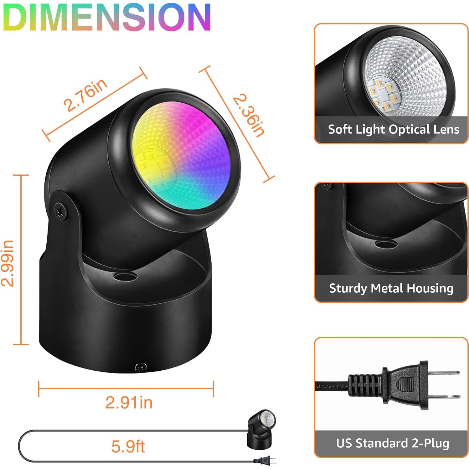 Luces Spot LED RGBW URTOM 6W 2 Paquete con Control Remoto