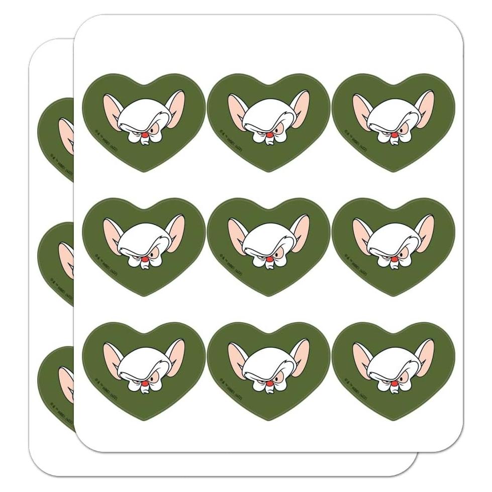 Pegatinas Corazón Pinky y el Cerebro - 18 Unidades Transparentes