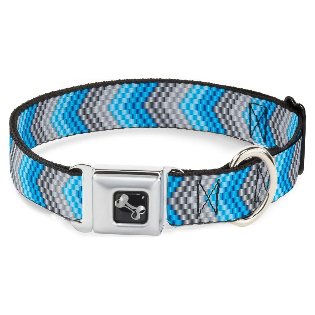 Collar para Perro Buckle-Down Chevron Grises/Azules 3.81 cm