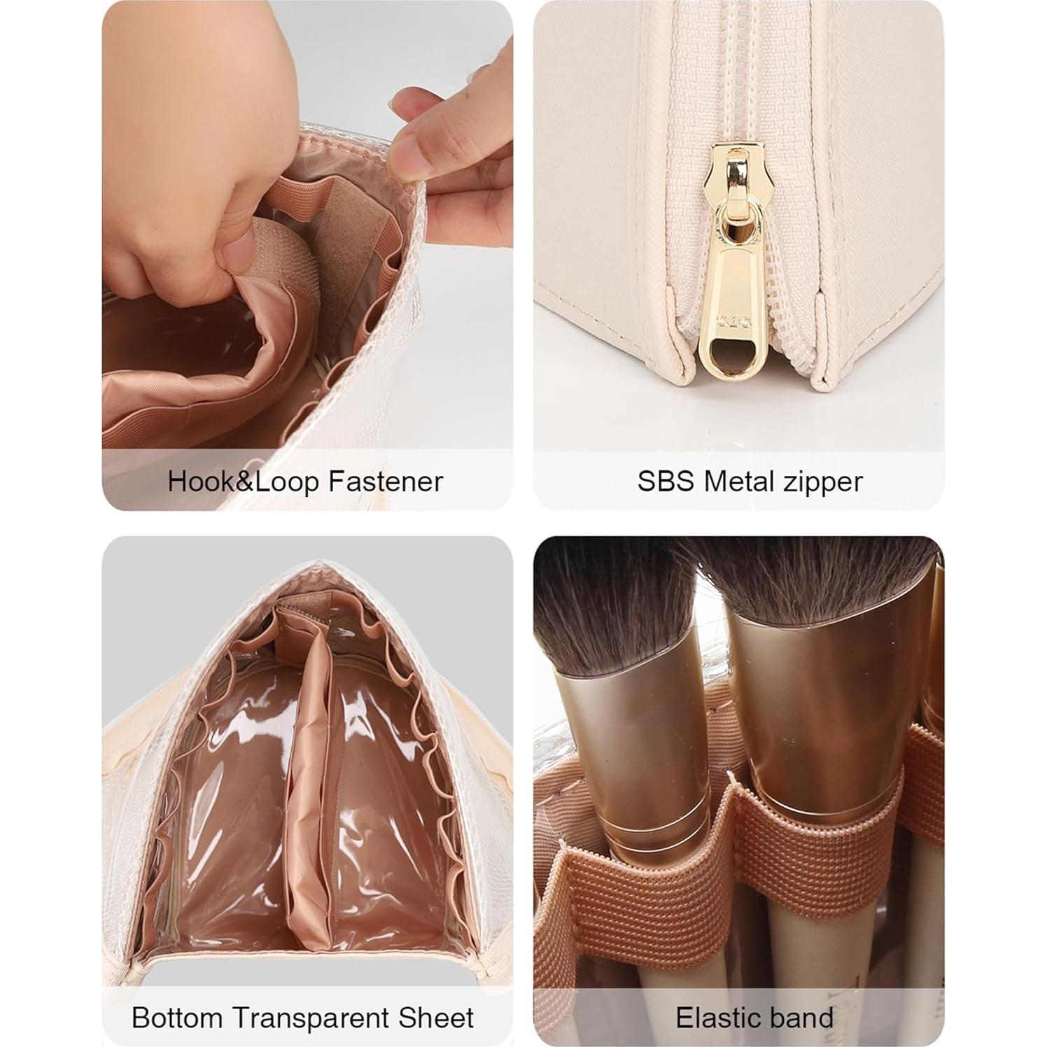 Bolsa Organizadora de Pinceles de Maquillaje MONSTINA Extra Grande Beige