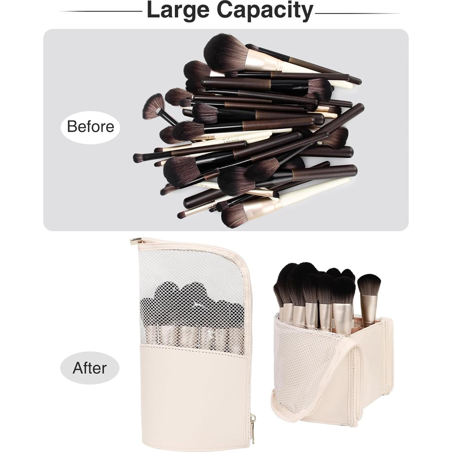 Bolsa Organizadora de Pinceles de Maquillaje MONSTINA Extra Grande Beige