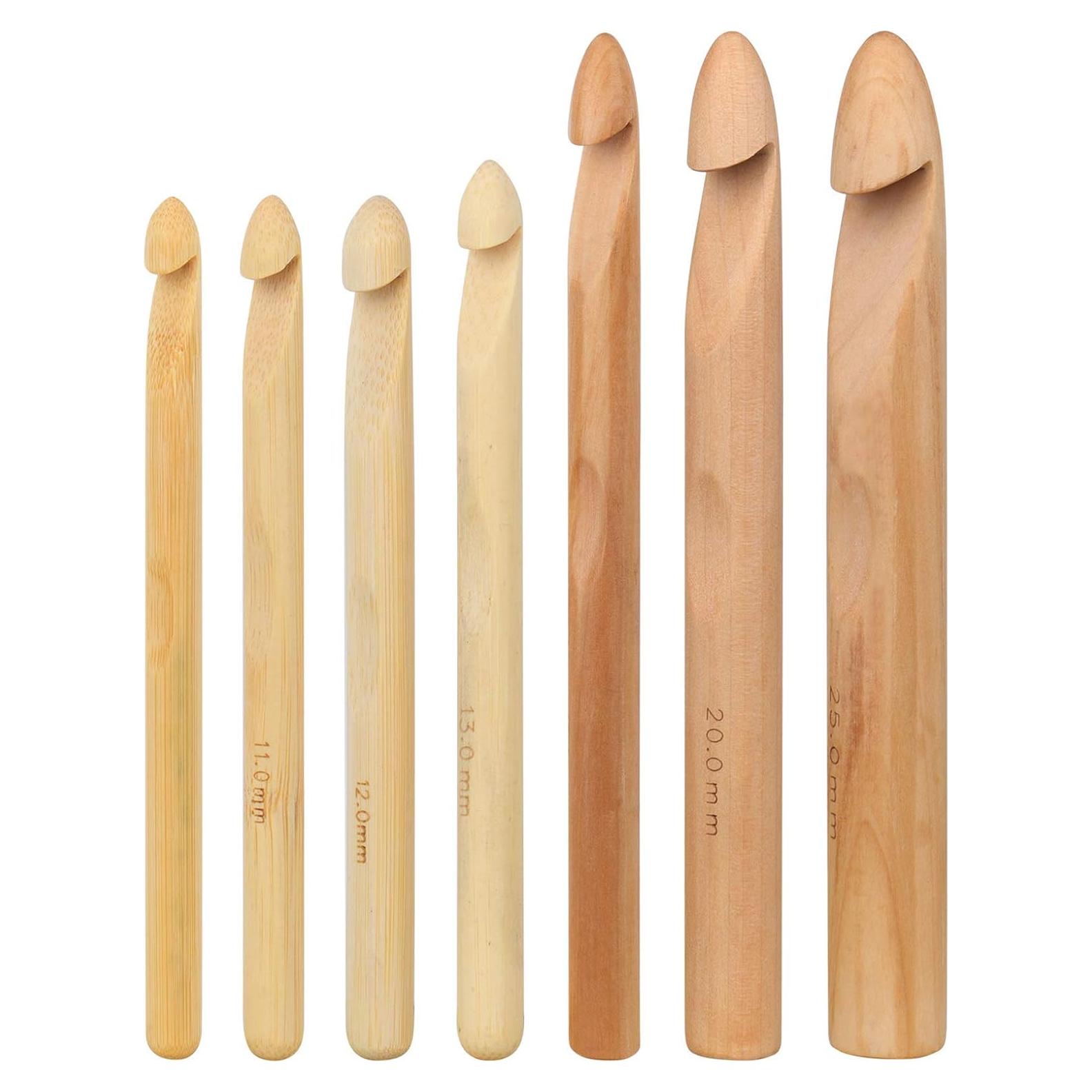 Juego de Ganchillos de Madera Coopay 7 Piezas 10-25 mm