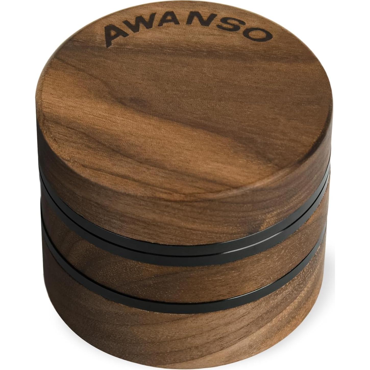 Molino de Especias Manual Awanso 3 Piezas Madera Nogal 6.35 cm