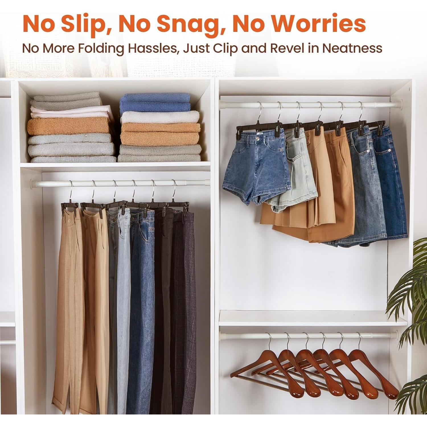 Perchas para Pantalones con Clips Antideslizantes HOUSE DAY - Paquete de 10