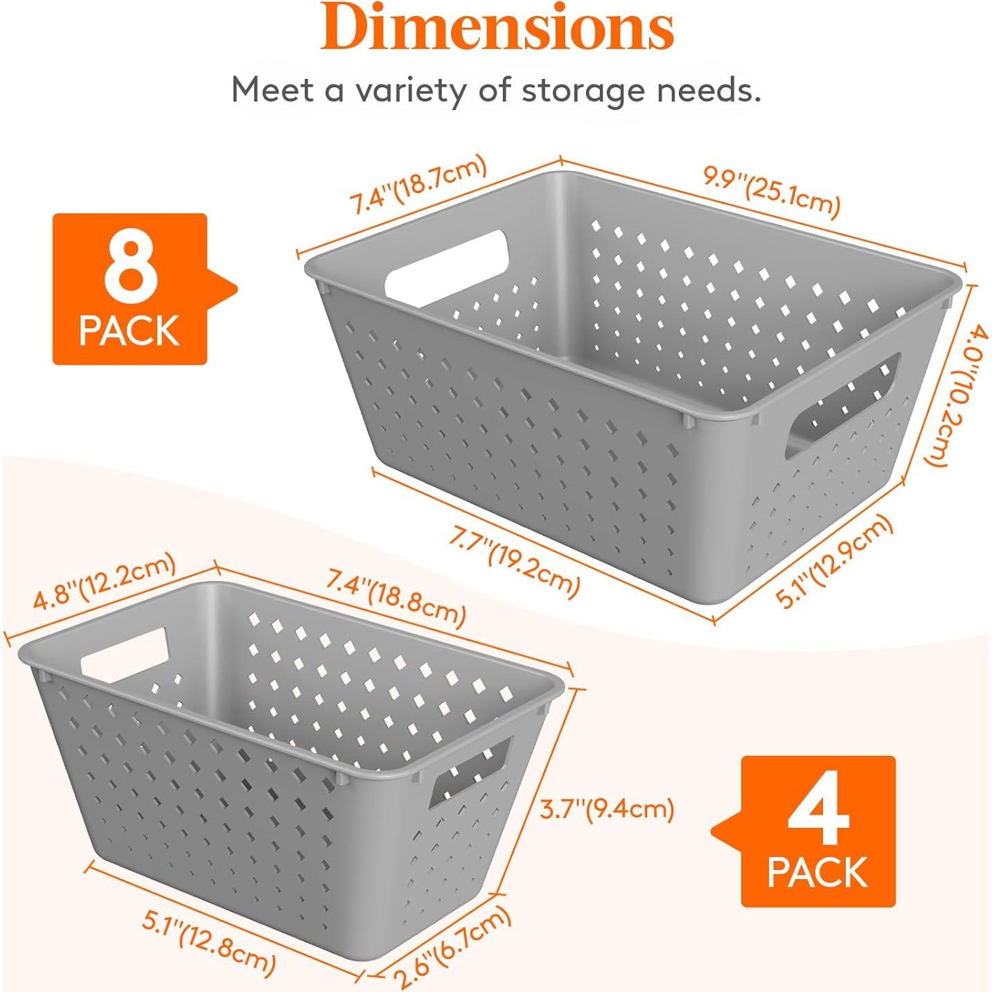 Cesta de Almacenamiento Plástico Lifewit 12 Piezas Gris