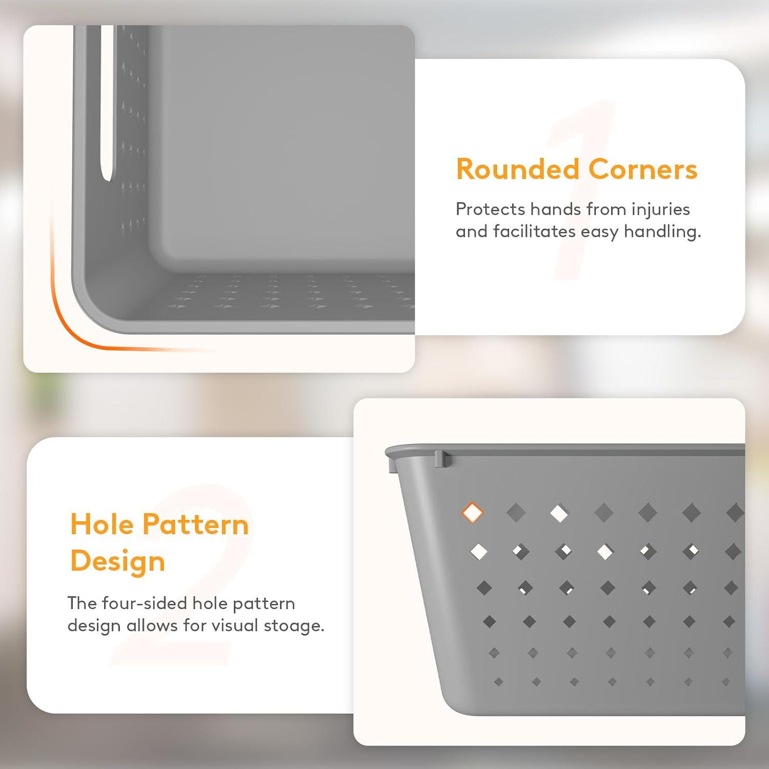 Cesta de Almacenamiento Plástico Lifewit 12 Piezas Gris