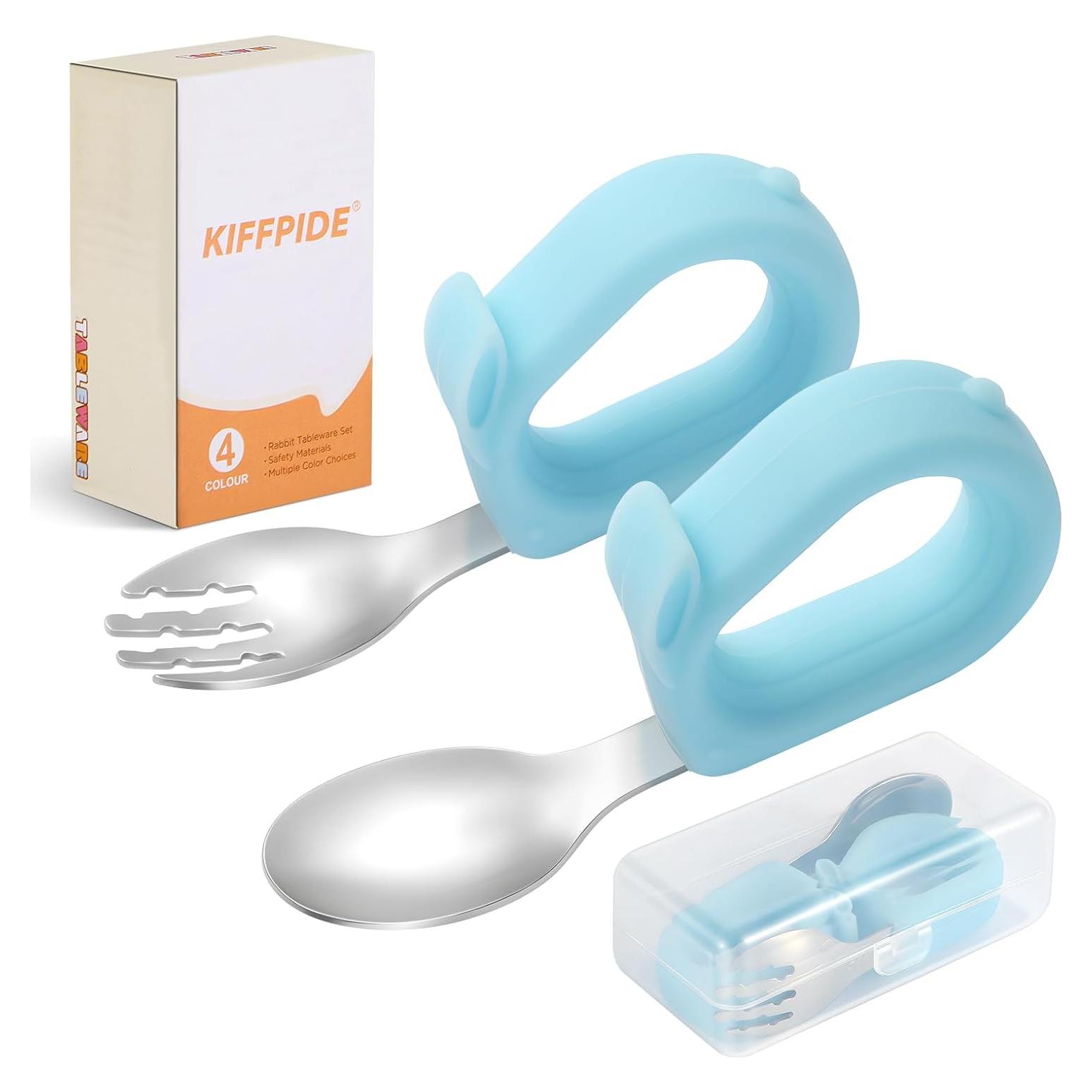 Juego de Utensilios para Niños KIFFRIDE - Cuchara y Tenedor de Acero Inoxidable