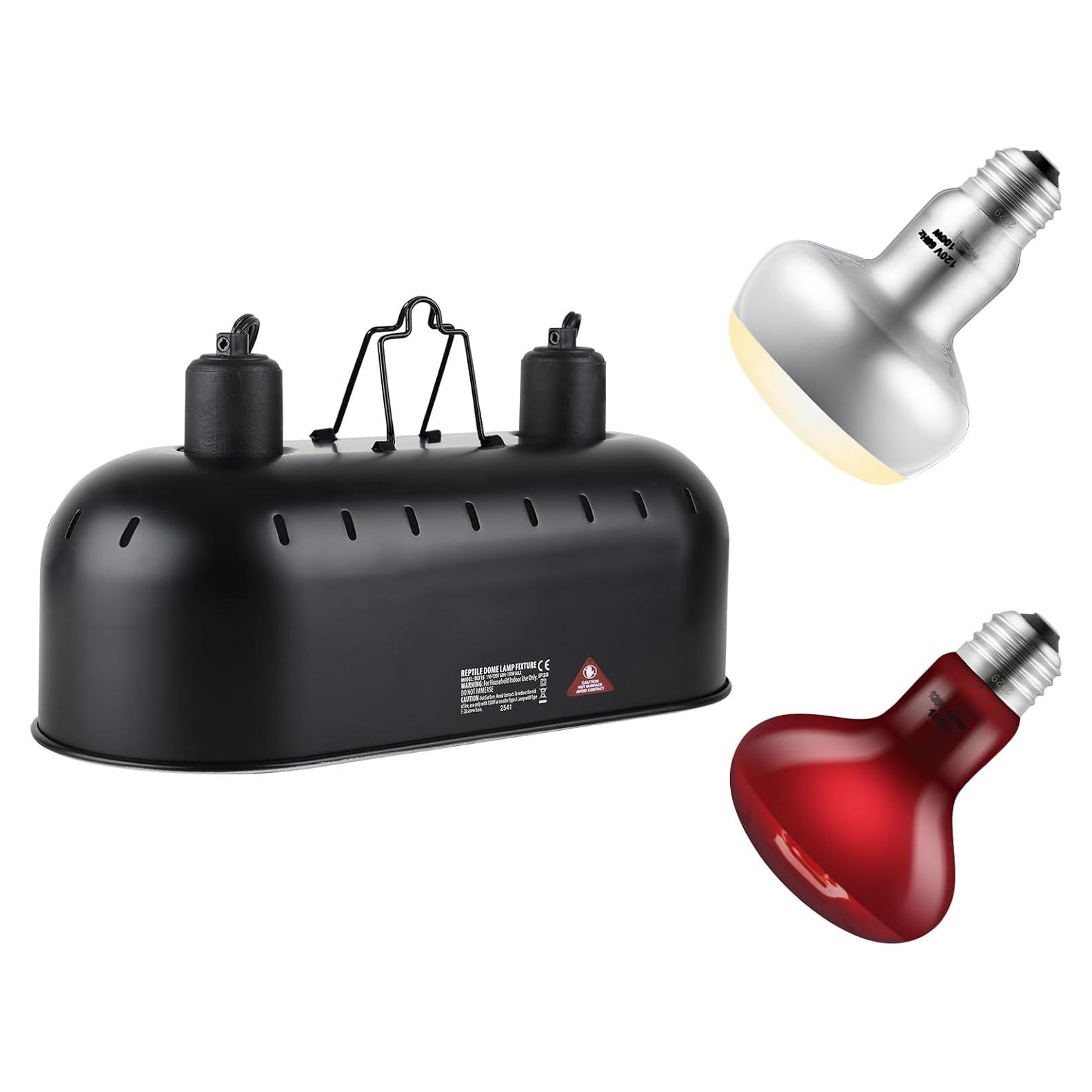 Lámpara de Calor Doble DXOPHIEX 38 cm 150W para Reptiles