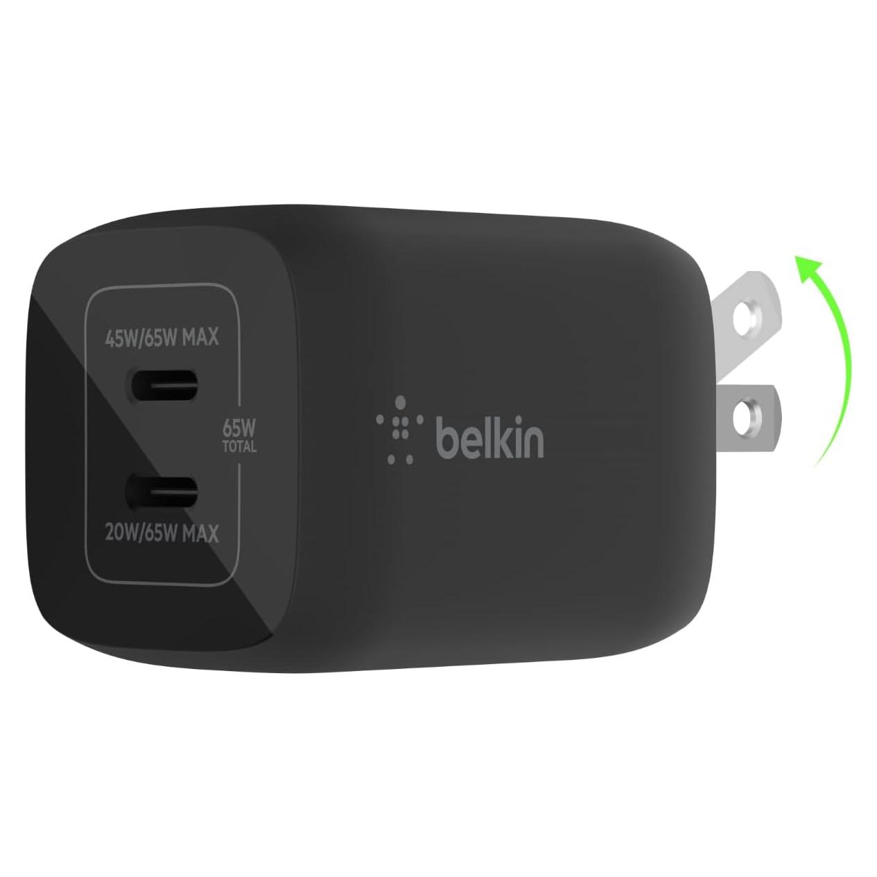 Cargador de pared USB-C Belkin 65W, carga rápida PD 3.0