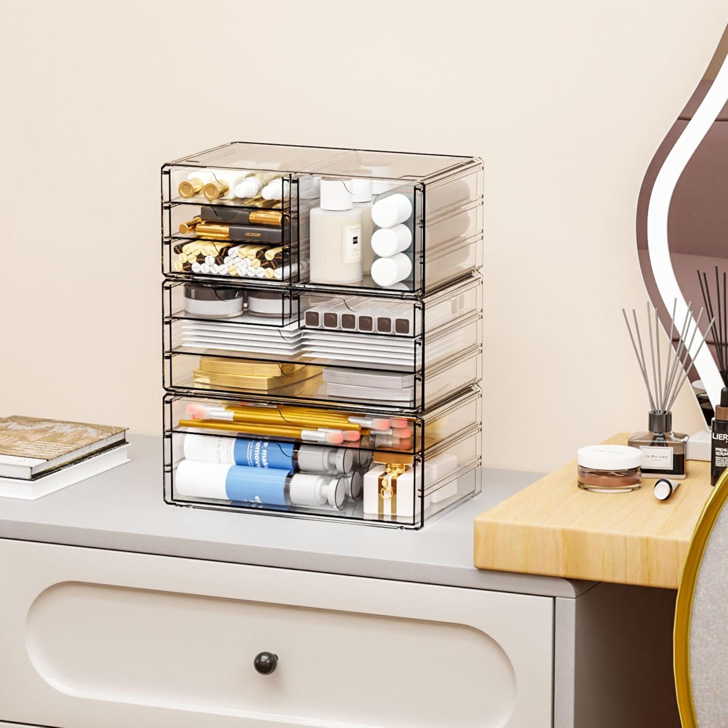 Organizador de Cajones Yieach 10 Cajones Acrílico Transparente