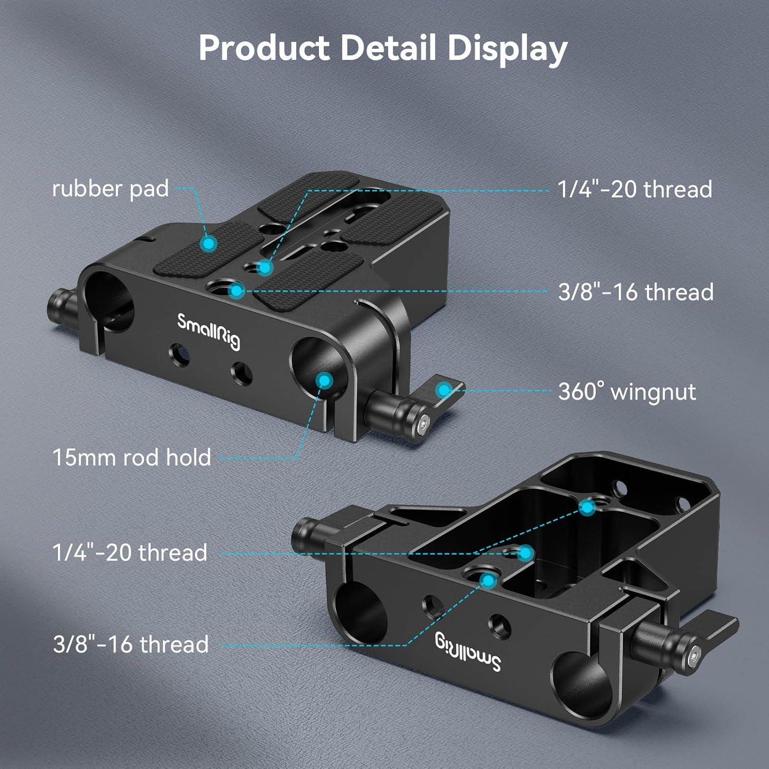 Placa Base SmallRig 1674 para Cámaras y Jaulas 15mm