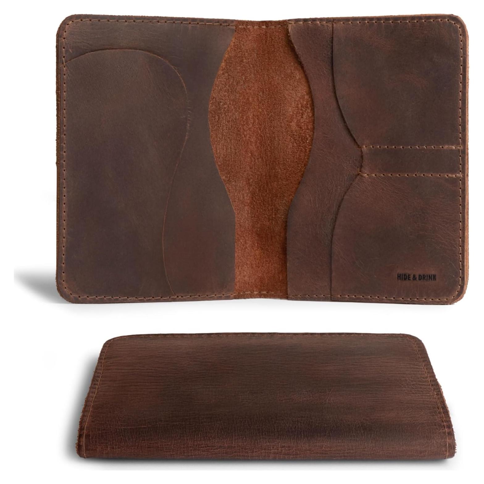 Funda Doble para Pasaporte Hide & Drink Cuero Marrón Bourbon