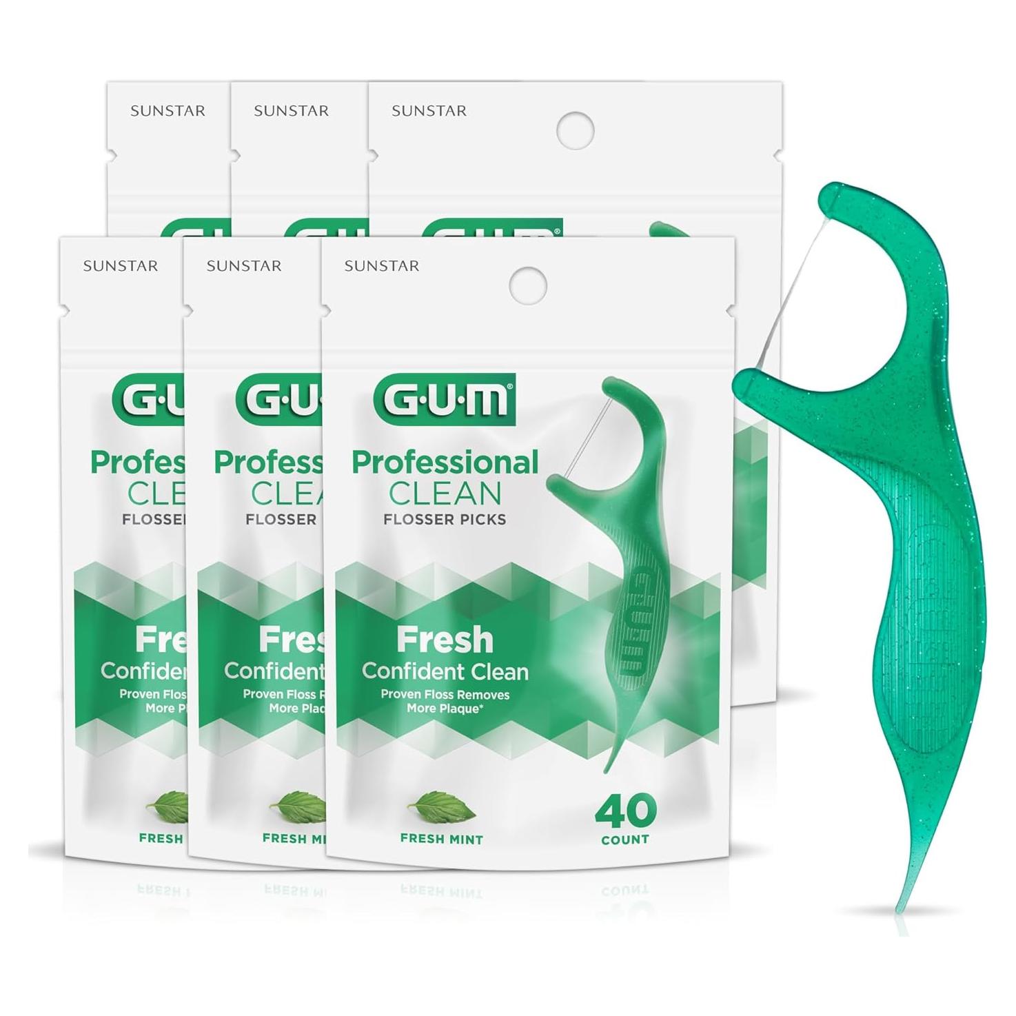 Palillos de Hilo Dental GUM Profesional 40 Unidades Sabor Menta