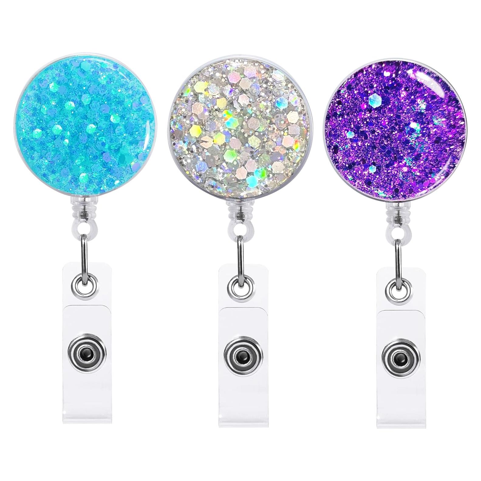 Paquete de 3 Sujetadores Retráctiles FadyRaye Azul Púrpura