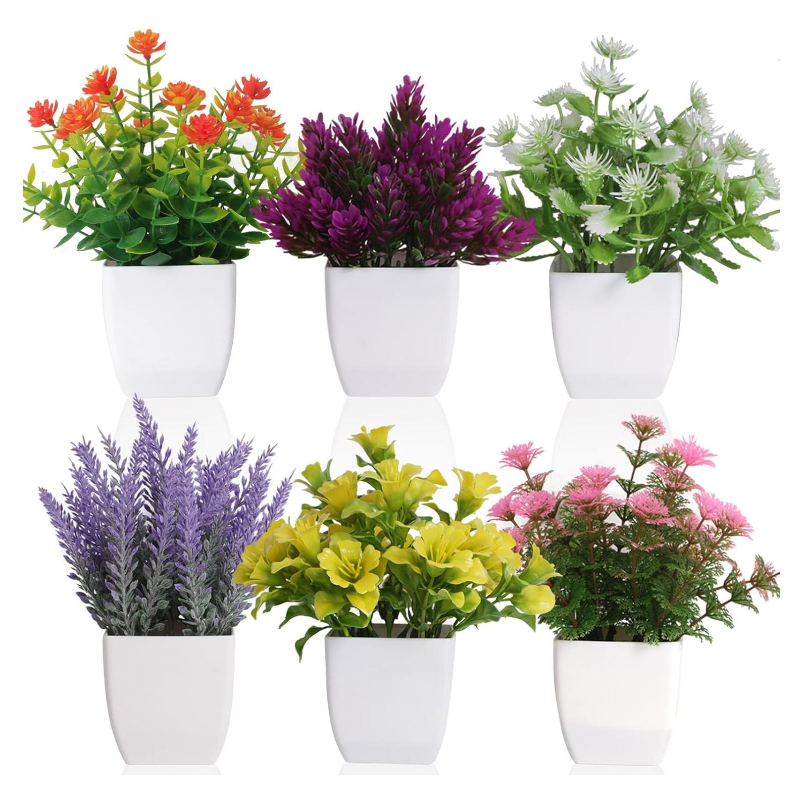 6 Piezas de Flores Artificiales en Maceta Yoratee para Oficina