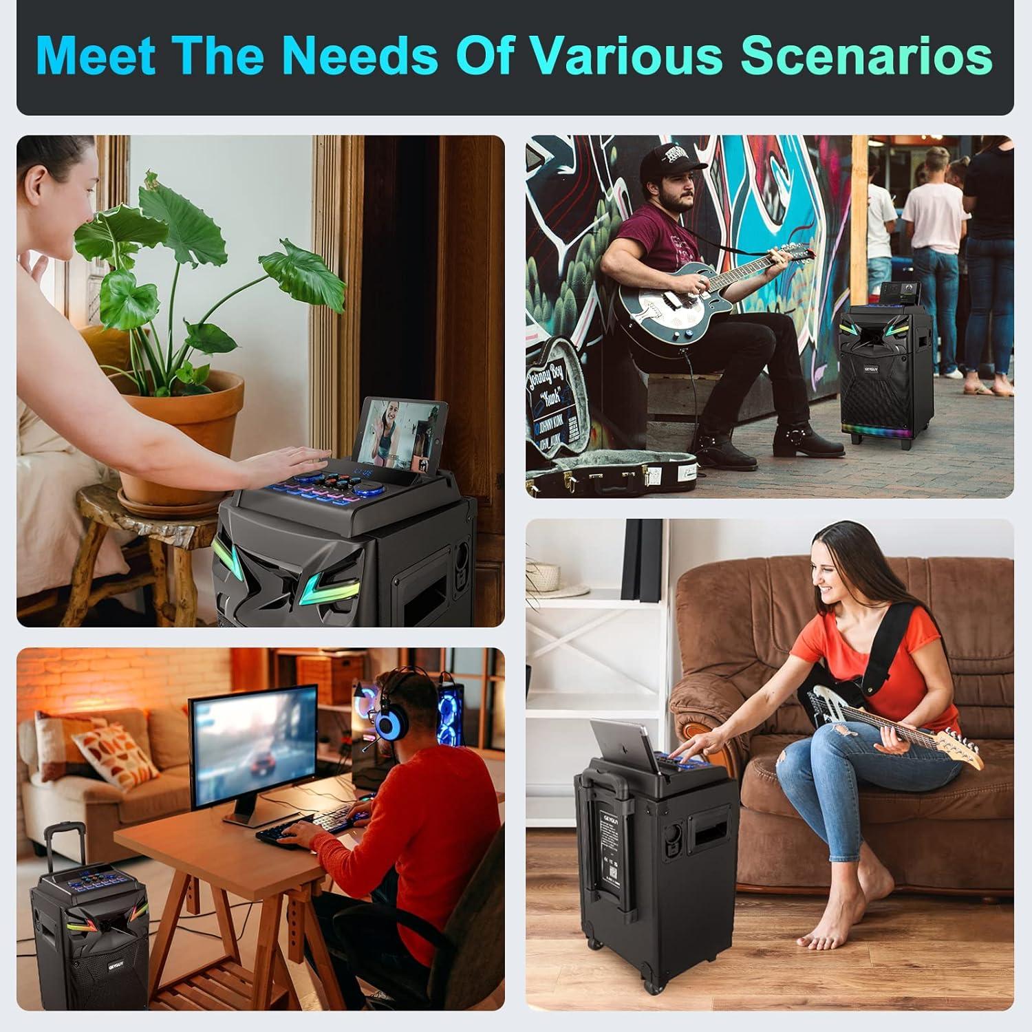 Máquina de Karaoke GEYGUY 10" Bluetooth 600W con 2 Micrófonos