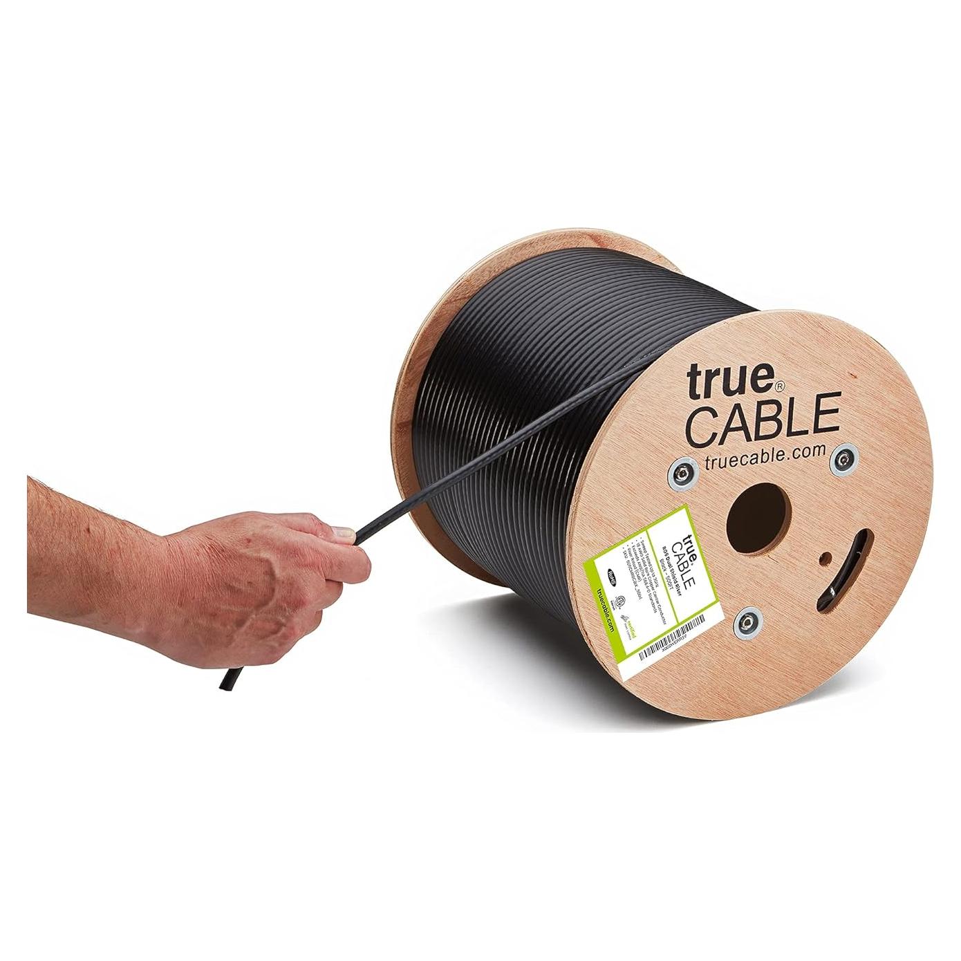 Cable Coaxial RG6 trueCABLE 500 pies Doble Blindaje Negro