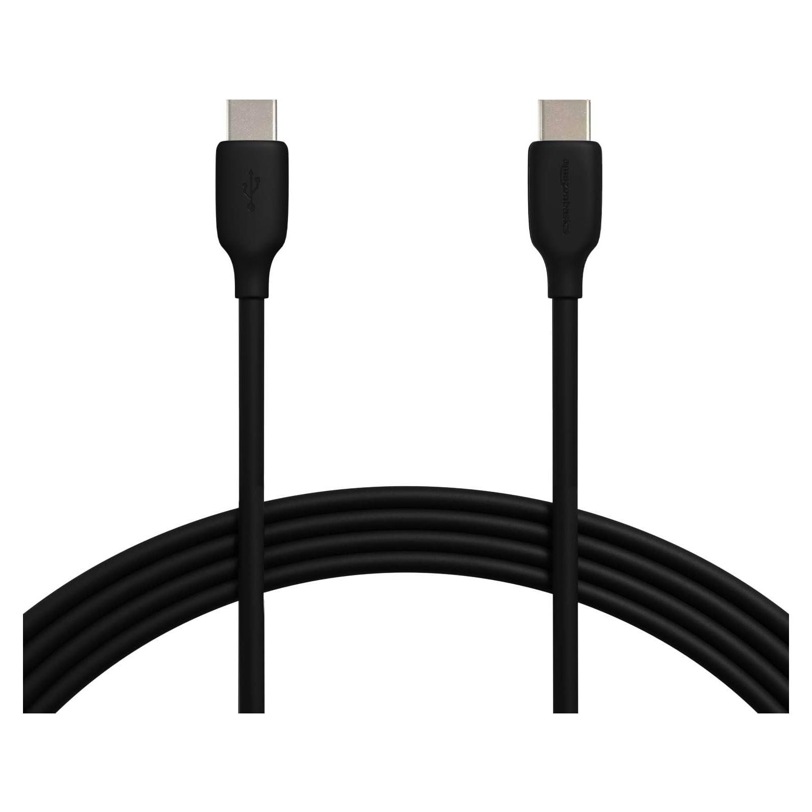 Cable USB-C 2.0 Amazon Basics 3m Carga Rápida 60W Negro