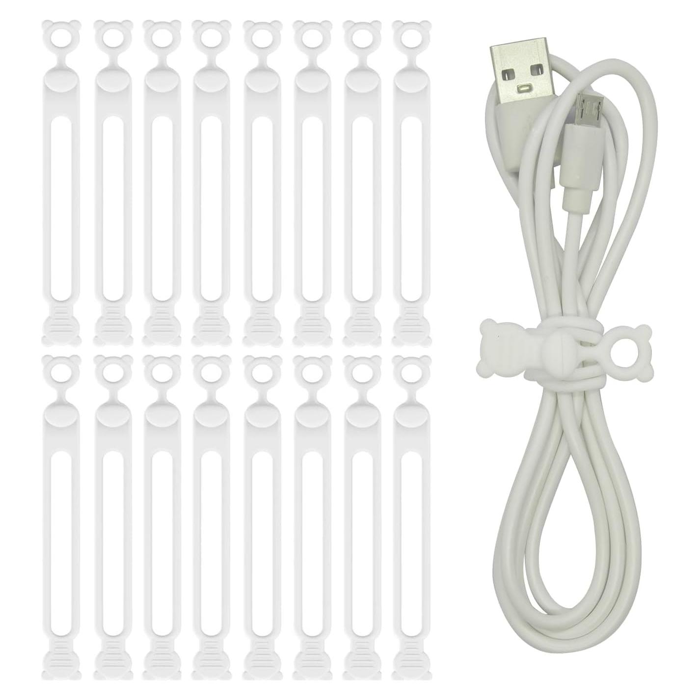 Organizador de Cables Reutilizable IFNOW 16 Piezas Silicona Blanco