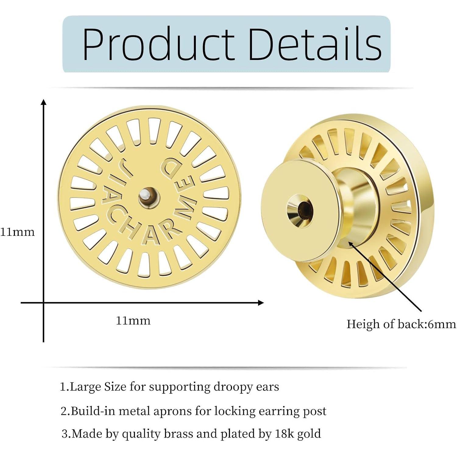 Resortes para Pendientes JIACHARMED Oro 18K 4 Piezas Hipoalergénicos