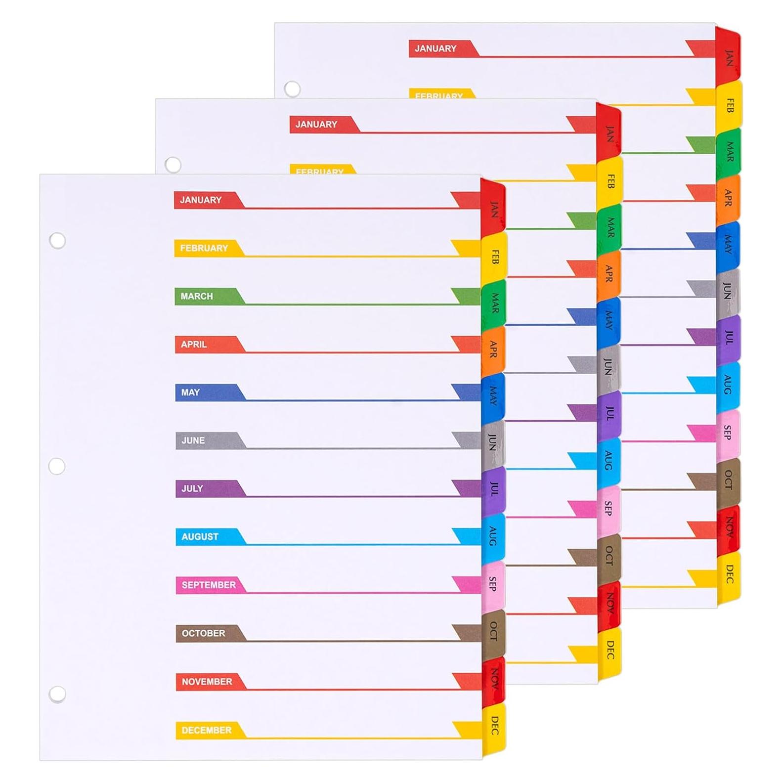 Separadores Mensuales A4 Multicolor LE PAPILLION - 12 Pestañas