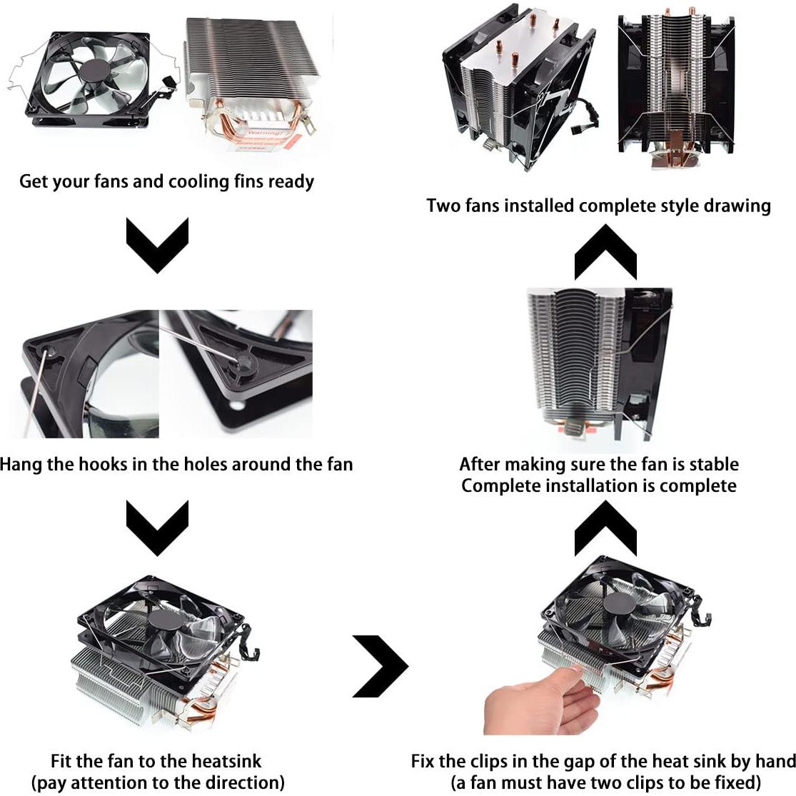 Clip de Fijación para Ventilador de CPU DGHAOP 12 cm - 4 Piezas
