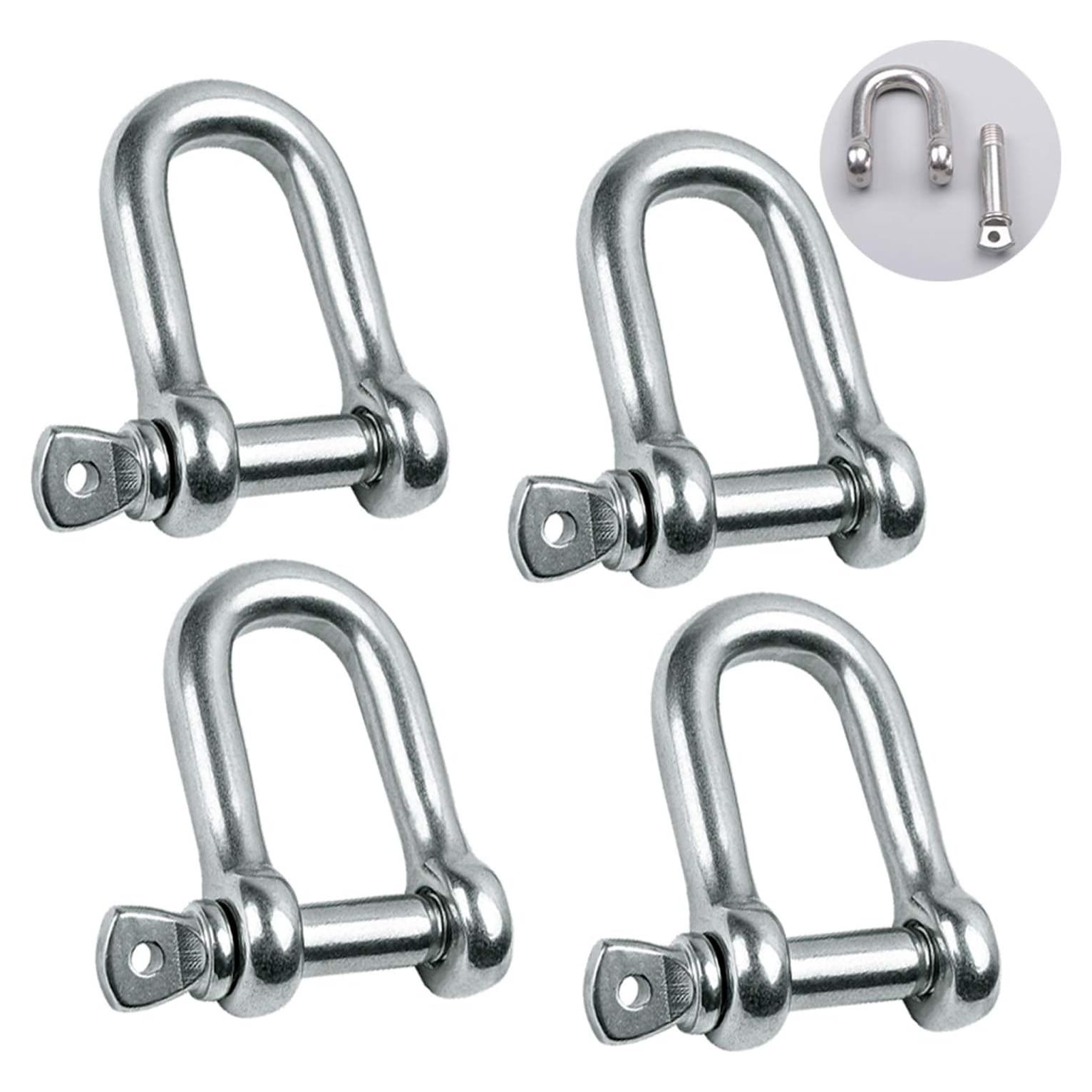Grillete en D de acero inoxidable 304 6mm 4 piezas alta resistencia