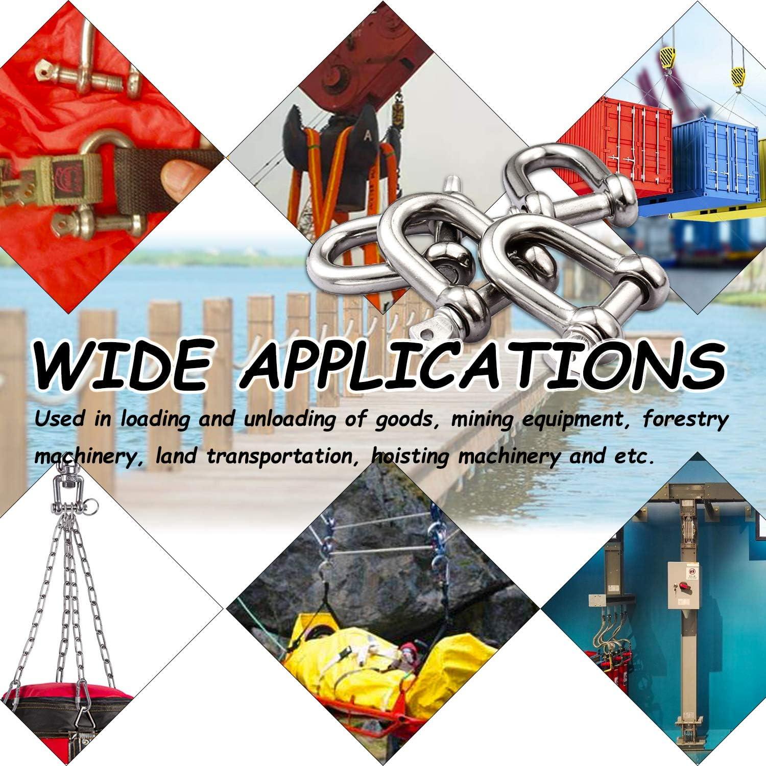 Grillete en D de acero inoxidable 304 6mm 4 piezas alta resistencia