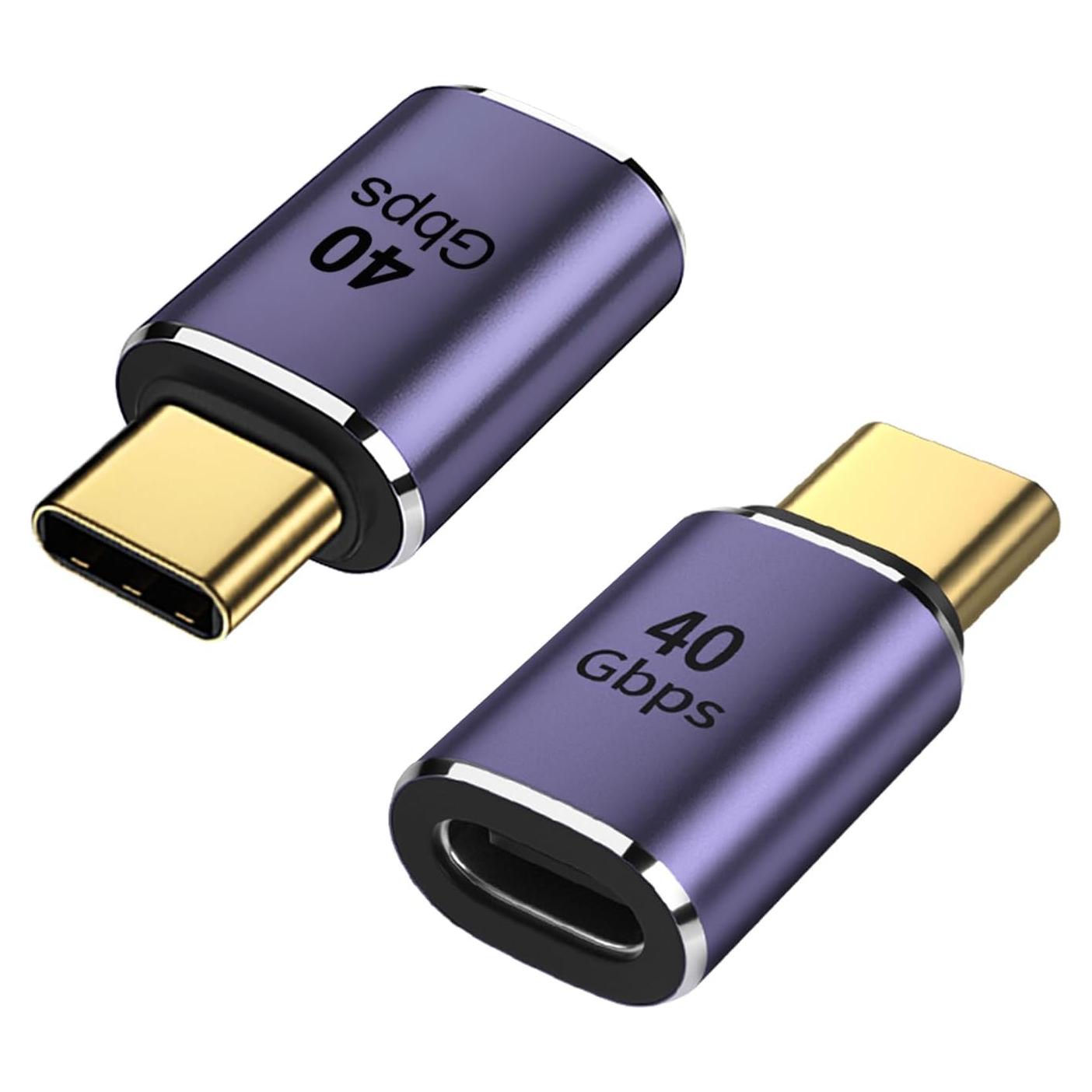 Adaptador USB C Macho a Hembra AreMe 100W 40Gbps 8K Púrpura