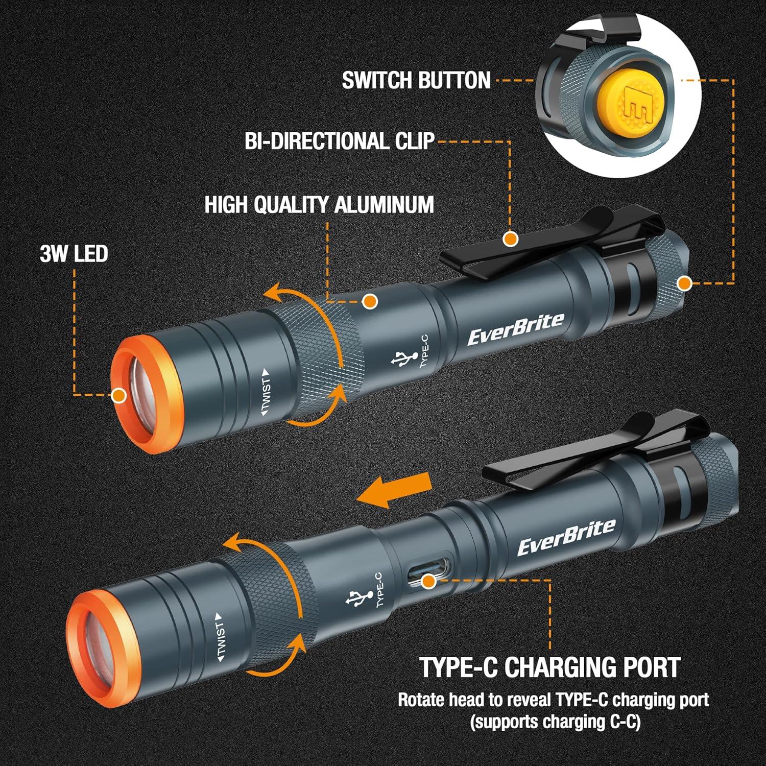 Linterna de bolígrafo EverBrite Mini 300 lúmenes recargable