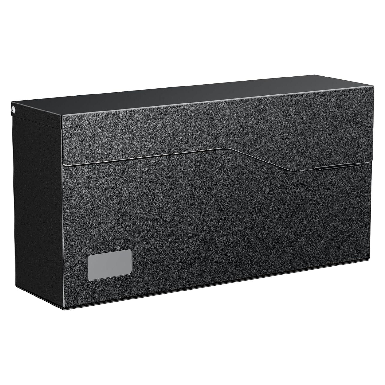 Buzón de Pared Uniclife Grande de Acero Negro 37.1x10.2x18.5 cm