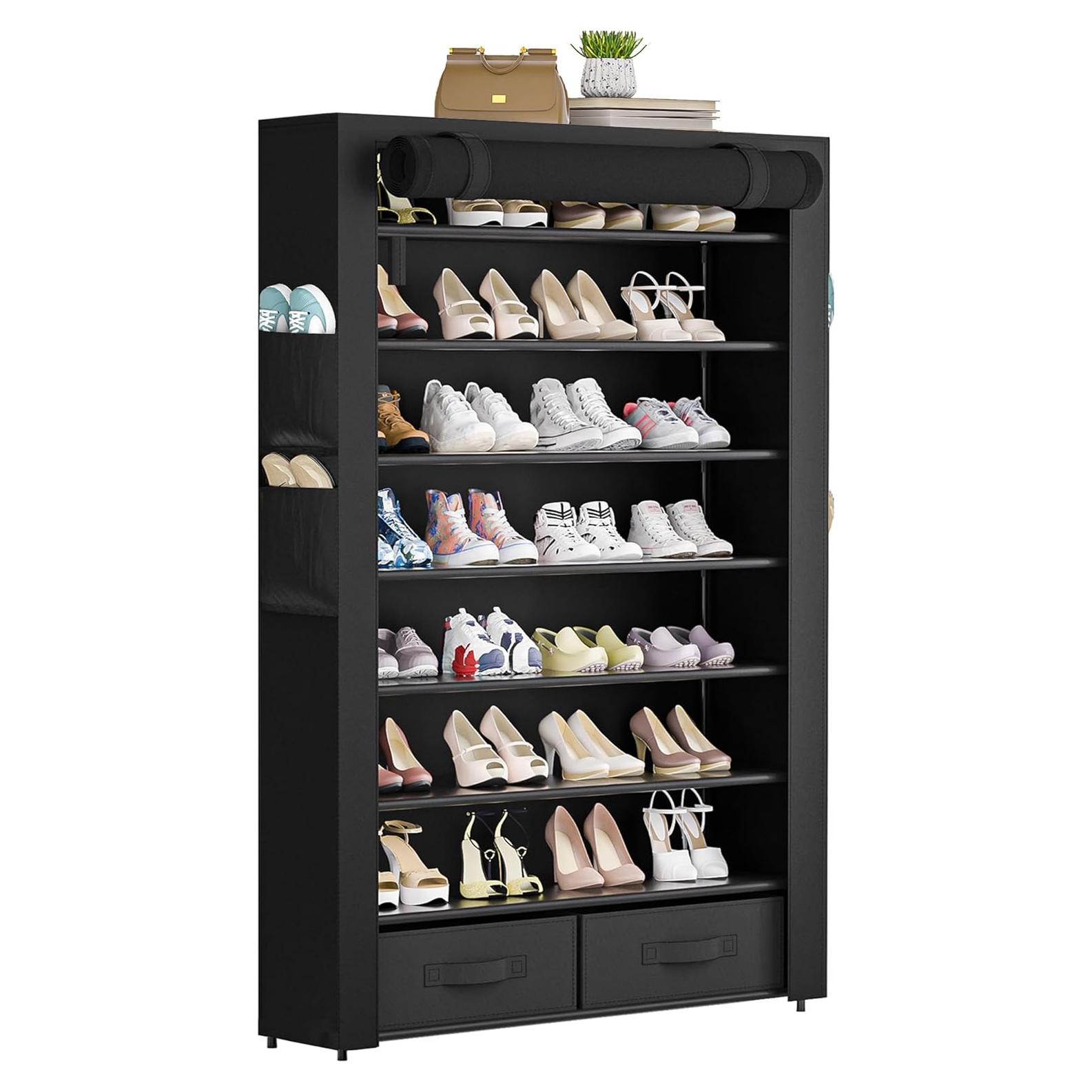 Armario para Zapatos OYREL 8 Niveles Negro Organizador 32-40 Pares