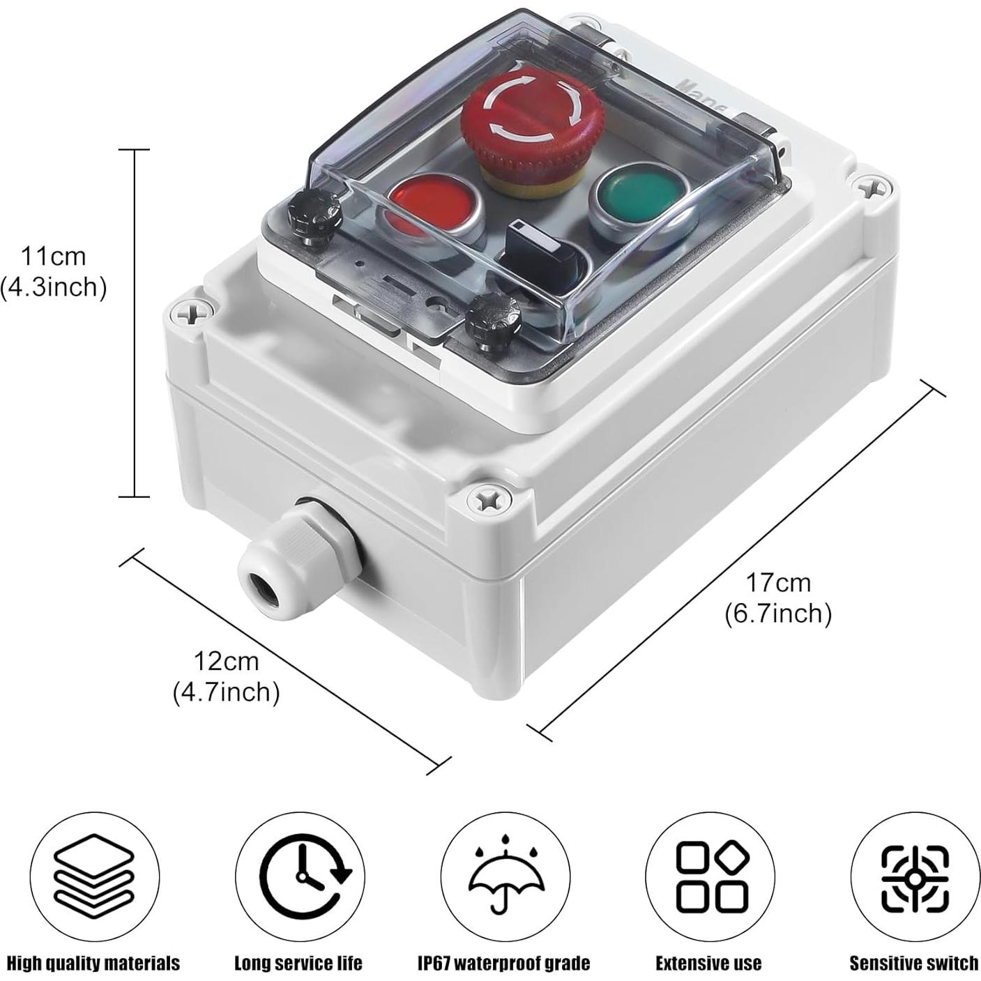 Caja de Interruptor IP67 Manesi 175x125x75mm Rojo/Verde