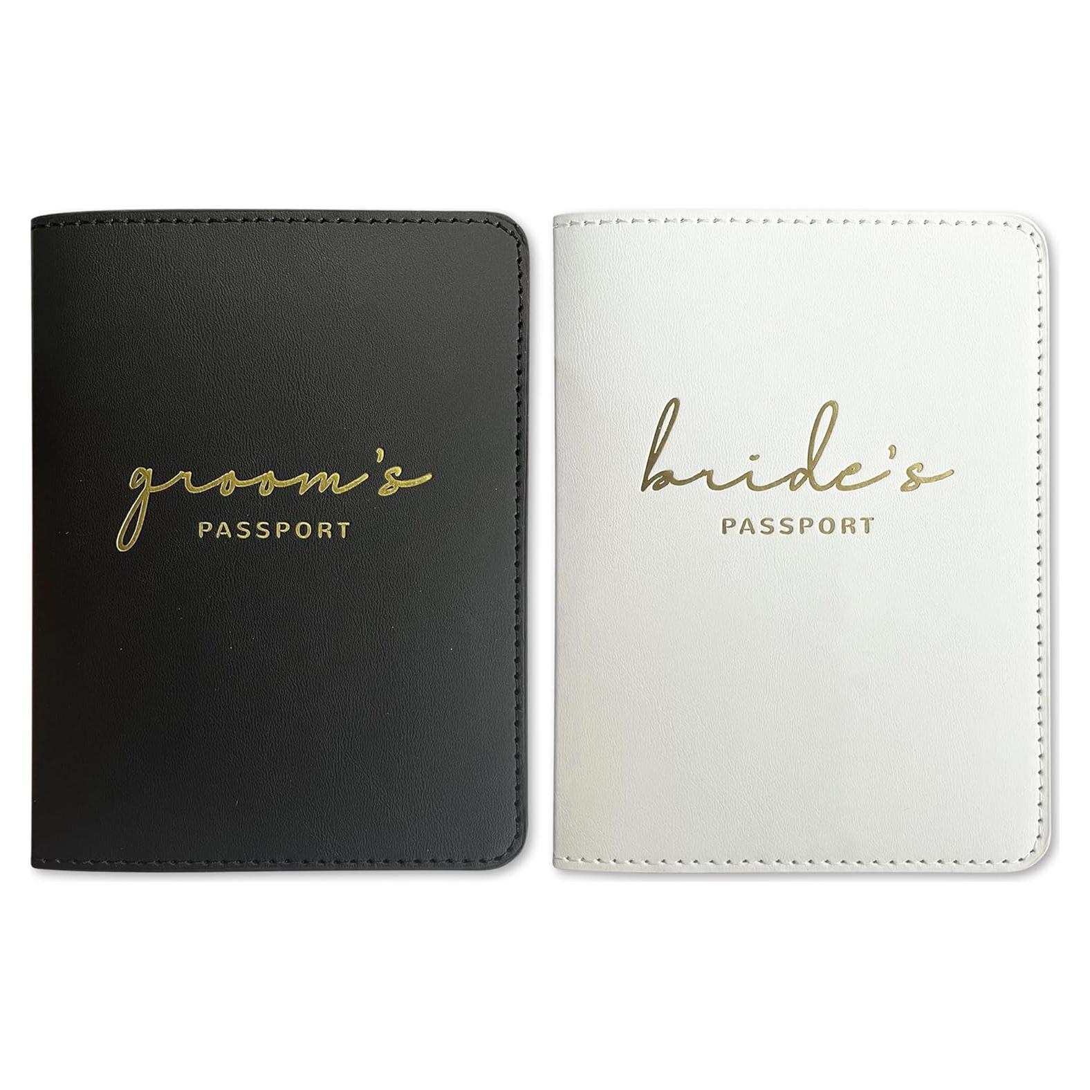 Juego de Fundas de Pasaporte Novios HubbyWifeyGifts - Protección de Viaje