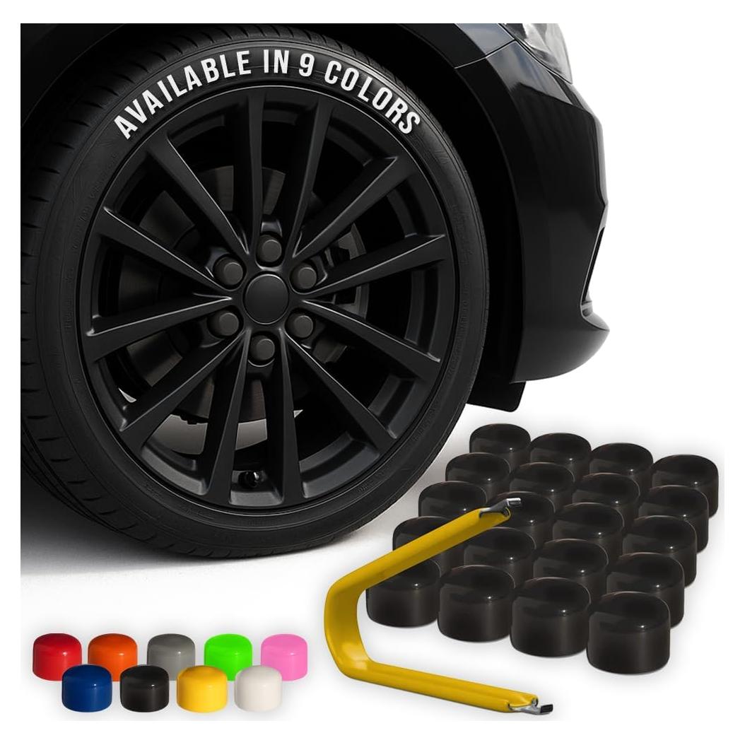 Cubiertas de Tuerca de Perno ColorLugs Vinilo 17 mm Negro - 20 Pzas