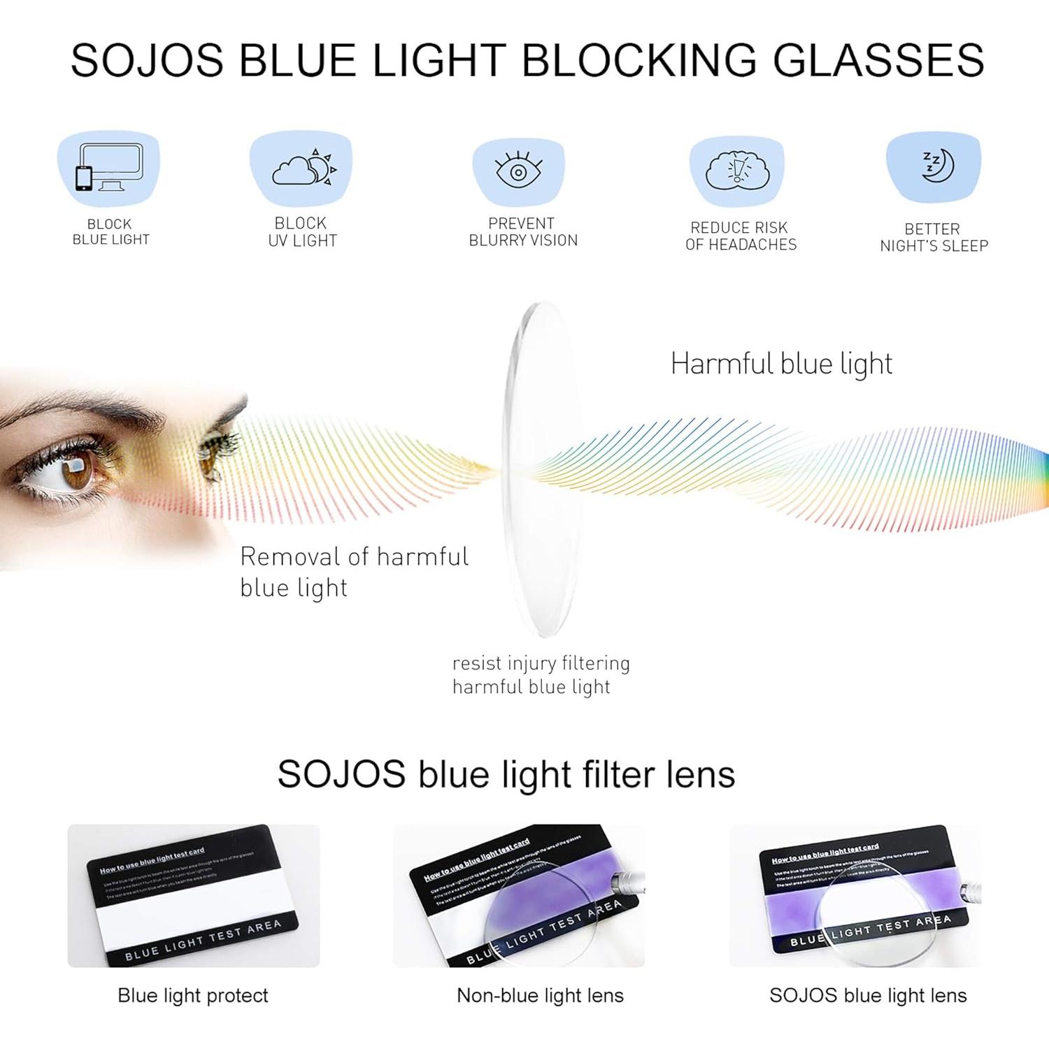 Gafas de Bloqueo de Luz Azul SOJOS SJ5036 Marco Dorado