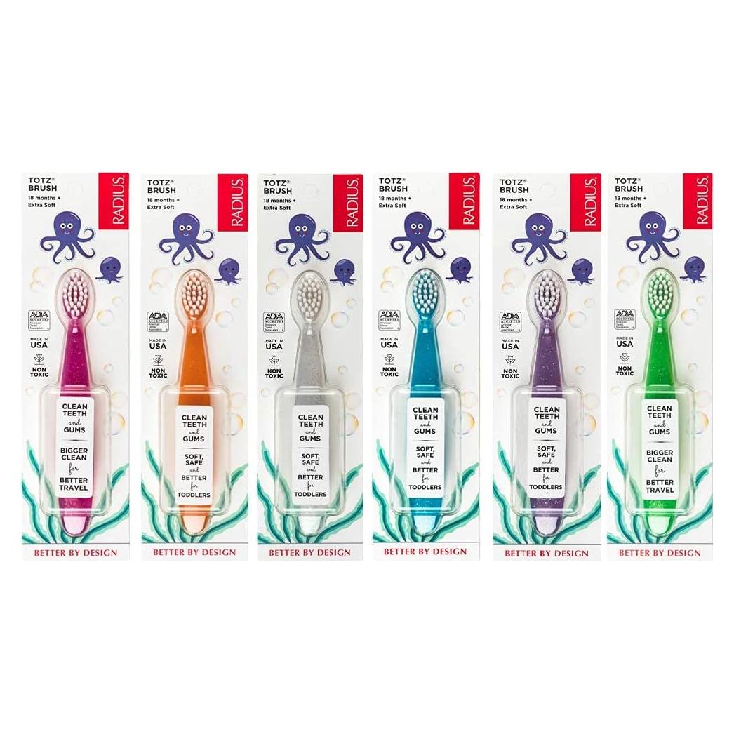 Cepillo de dientes RADIUS Totz para niños, 6 unidades, cerdas suaves