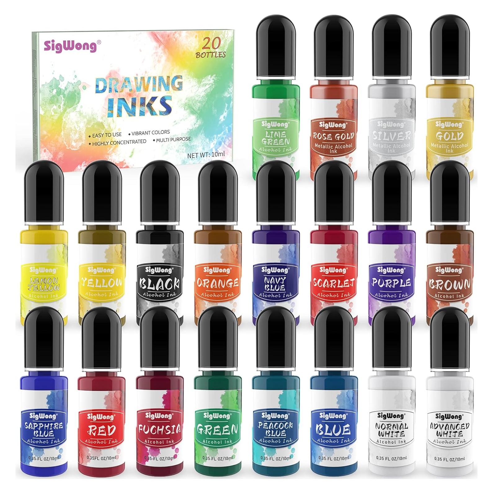 Juego de Tintas de Alcohol SigWong - 20 Colores Vibrantes 10ml