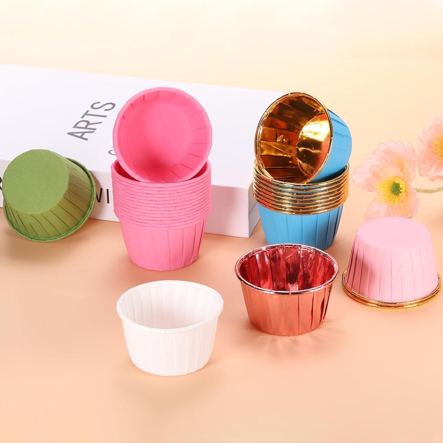 Forros de Cupcake Antigrasa uxcell 50Pcs Azul/Oro 6.5cm