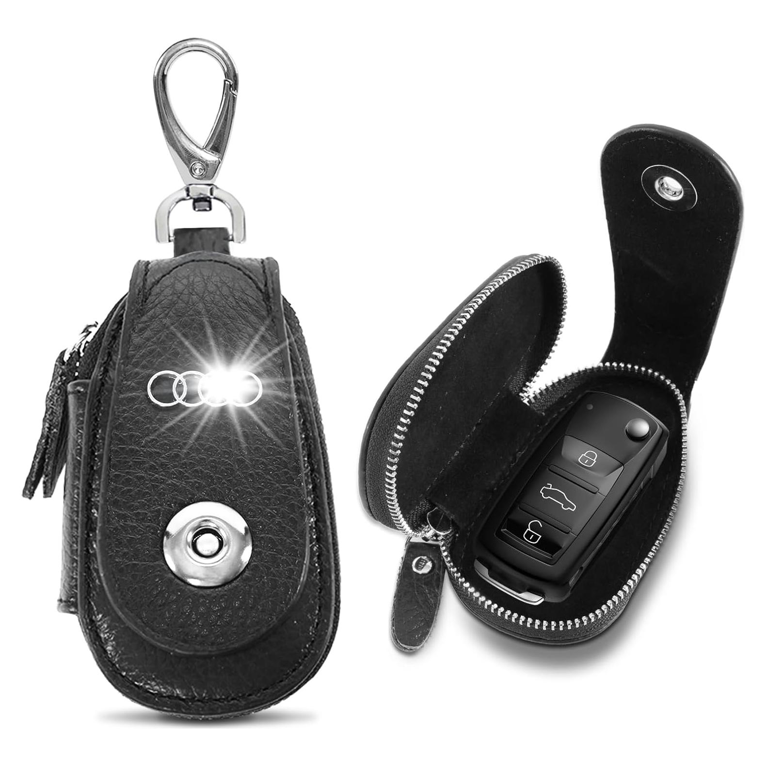 Funda de Llave de Coche SKvoen M281-AD de Cuero Genuino Negra