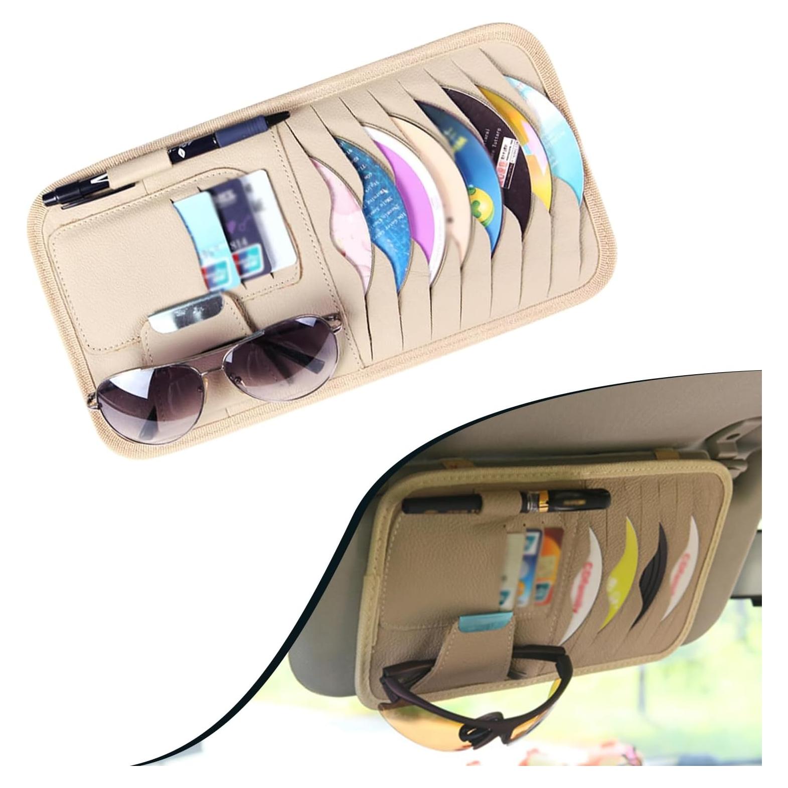 Organizador de Visera Solar Beige leediga para CD y Gafas