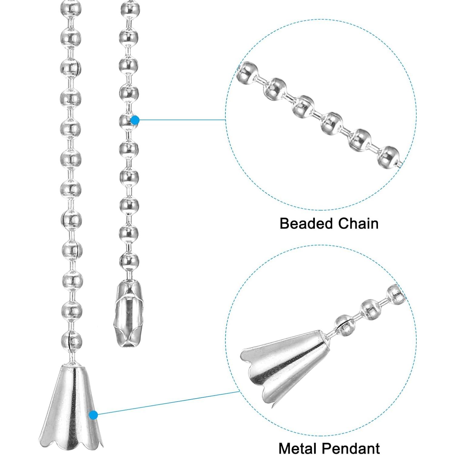 Cadena de Tirar para Ventilador de Techo PATIKIL 1m Plateada - 2 Pcs