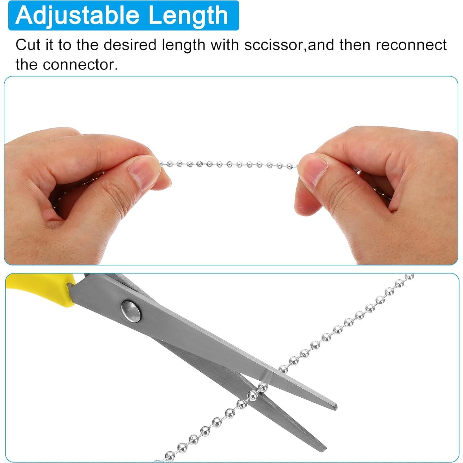 Cadena de Tirar para Ventilador de Techo PATIKIL 1m Plateada - 2 Pcs