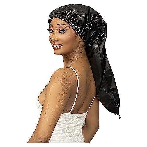 Gorro de Ducha Esha para Cabello Largo - Impermeable y Ajuste Ceñido - Negro