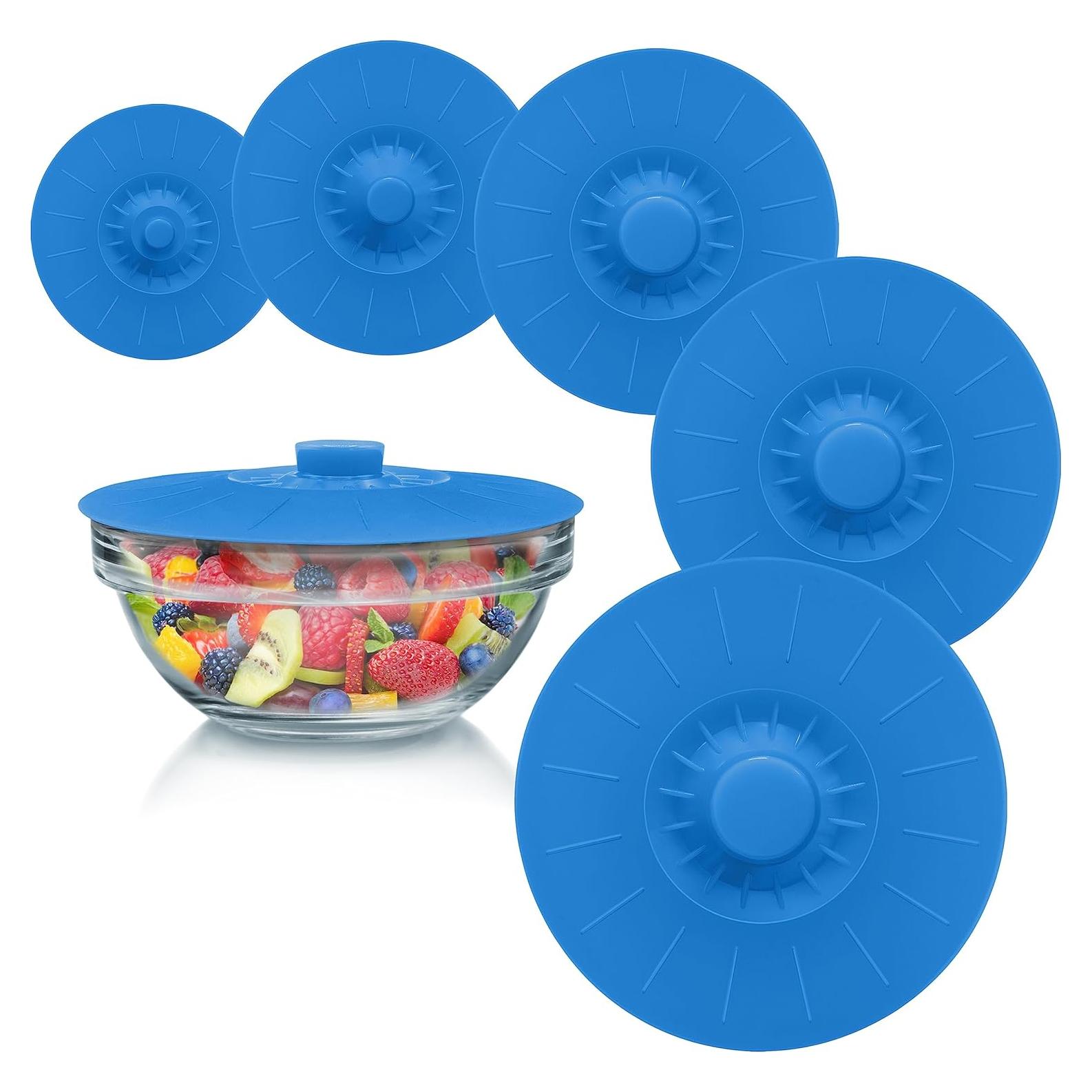 Juego de 5 Tapas de Silicona Perfecto y Simple Azul 25.9 cm