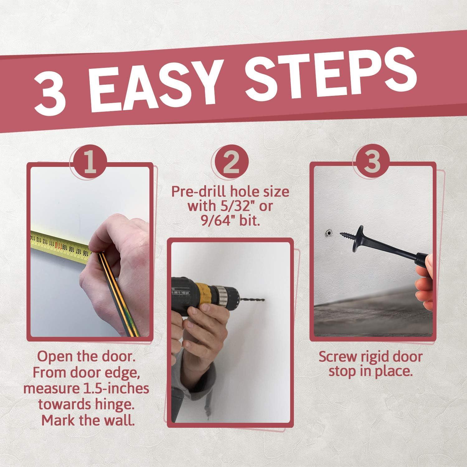 Tope de Puerta Rígido Jack NDrill Negro - Paquete de 12